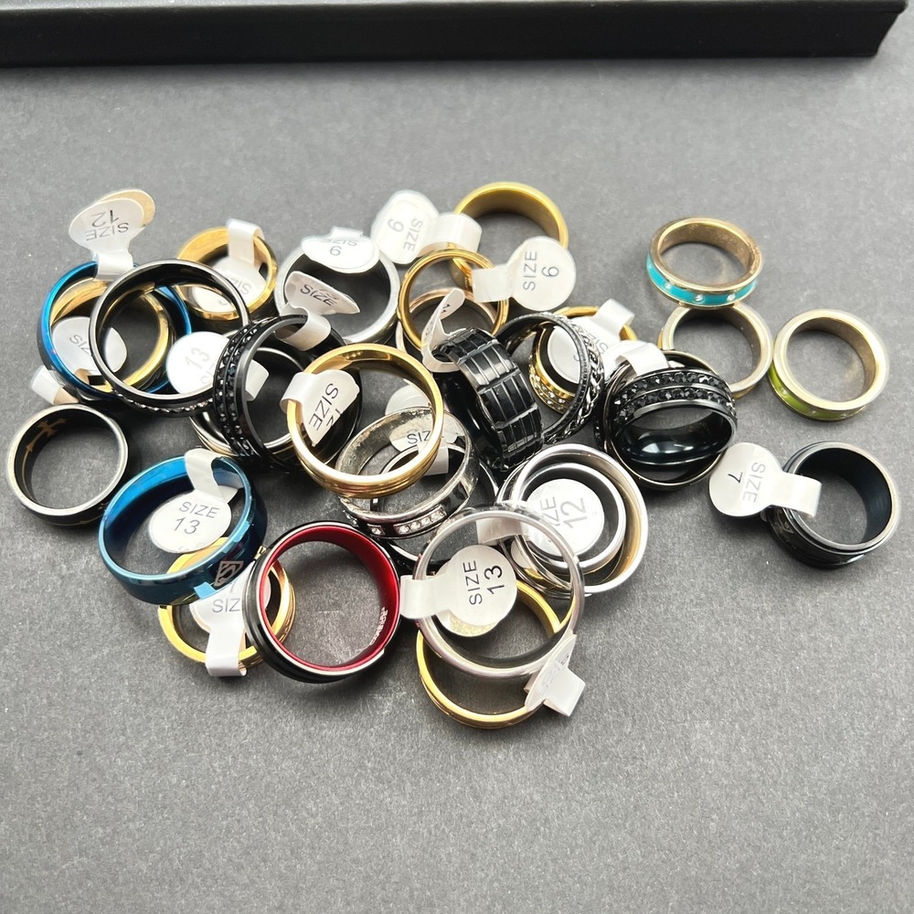 Tungsten Fashion Rings Lot of 30 Multicolor Superhero Religious Rhinestone